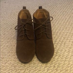 Brown leather booties